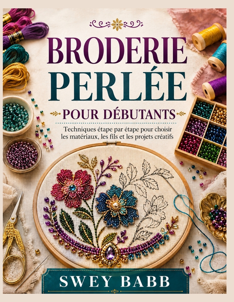 Broderie Perlée Pour Débutants: Techniques étape par étape pour choisir les matériaux, les fils et les projets créatifs cover