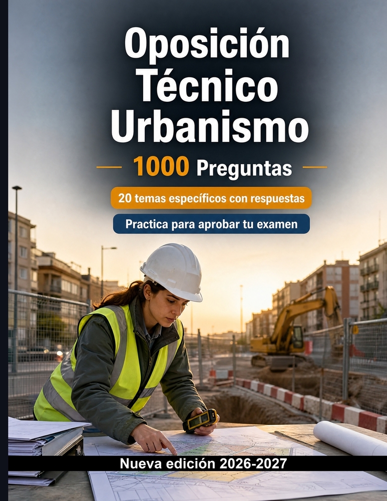 Oposición Técnico Urbanismo: Banco de tests: 1000 ejercicios: Planeamiento, suelo y licencias urbanísticas: preparación práctica con respuestas explic cover