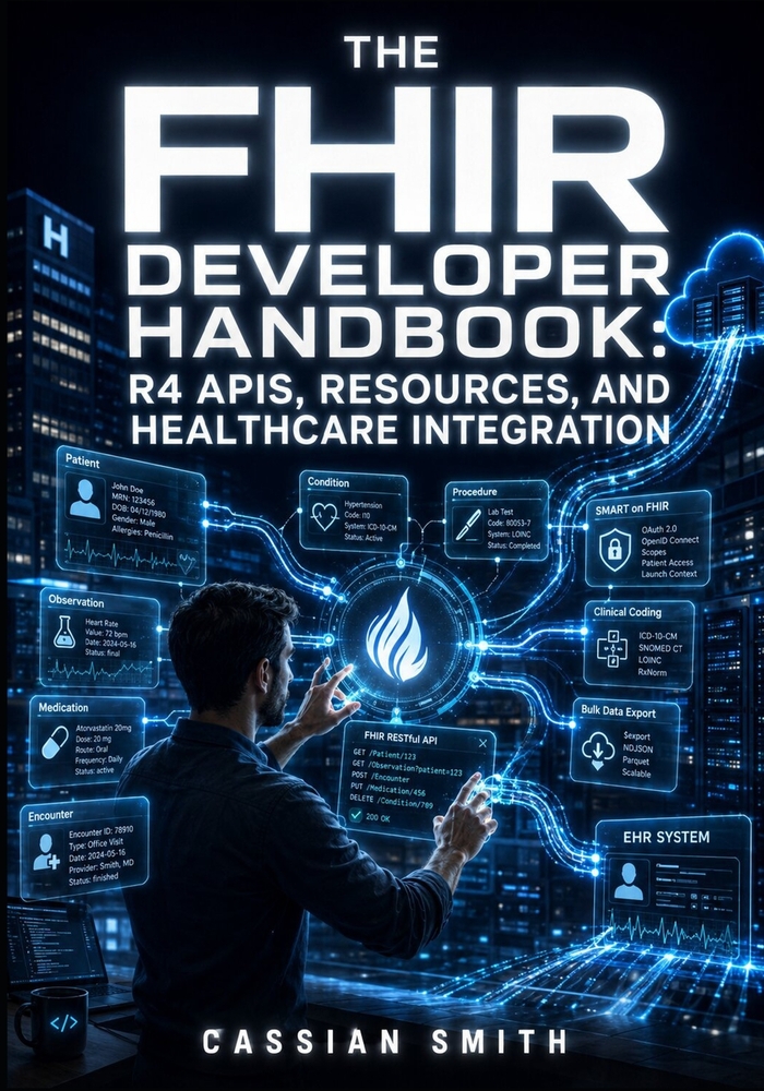 The Fhir Developer Handbook: R4 APIS, RESOURCES, AND HEALTHCARE INTEGRATION: RESTful FHIR APIs, Patient Resources, Bulk Data Export, Clinical Coding, cover