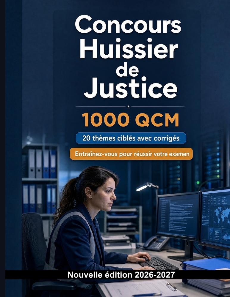 Concours Huissier de Justice (2026/2027): 1000 QCM Corrigés: Statut, déontologie, actes et signification, délais et exécution forcée: préparation cibl cover