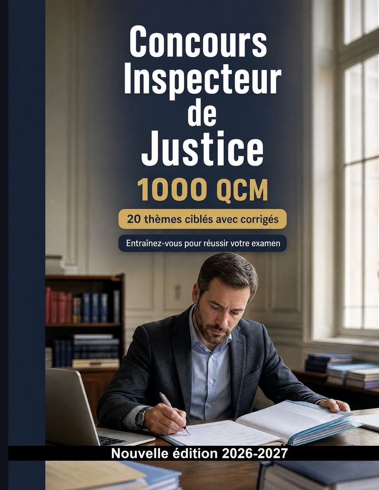 Concours Inspecteur de Justice: 1000 QCM avec corrigés détaillés: Organisation judiciaire, déontologie, droit civil et protection des personnes vulnér cover
