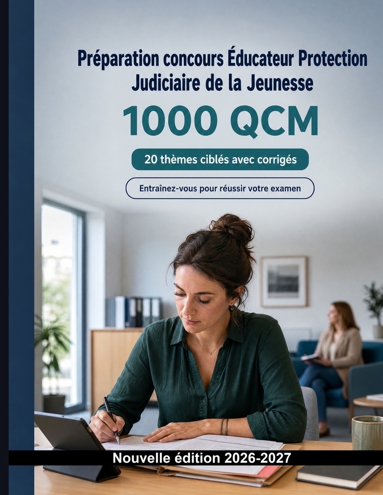 Préparation concours Éducateur Protection Judiciaire de la Jeunesse: 1000 QCM Corrigés: Droit pénal des mineurs, mesures éducatives et suivi en milieu cover