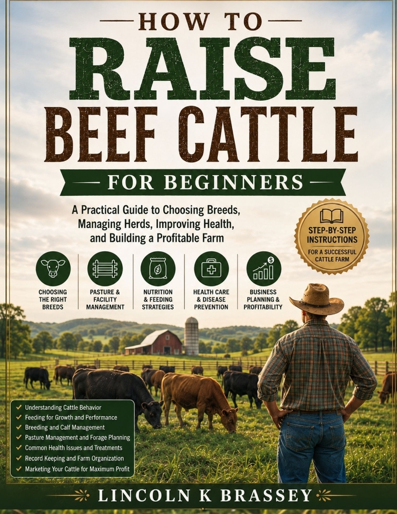 How to Raise Beef Cattle for Beginners: A Practical Guide to Choosing Breeds, Managing Herds, Improving Health, and Building a Profitable Farm cover