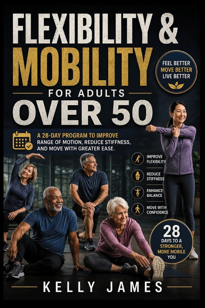 Flexibility & Mobility for Adults Over 50: A 28-Day Program to Improve Range of Motion, Reduce Stiffness, and Move with Greater Ease cover