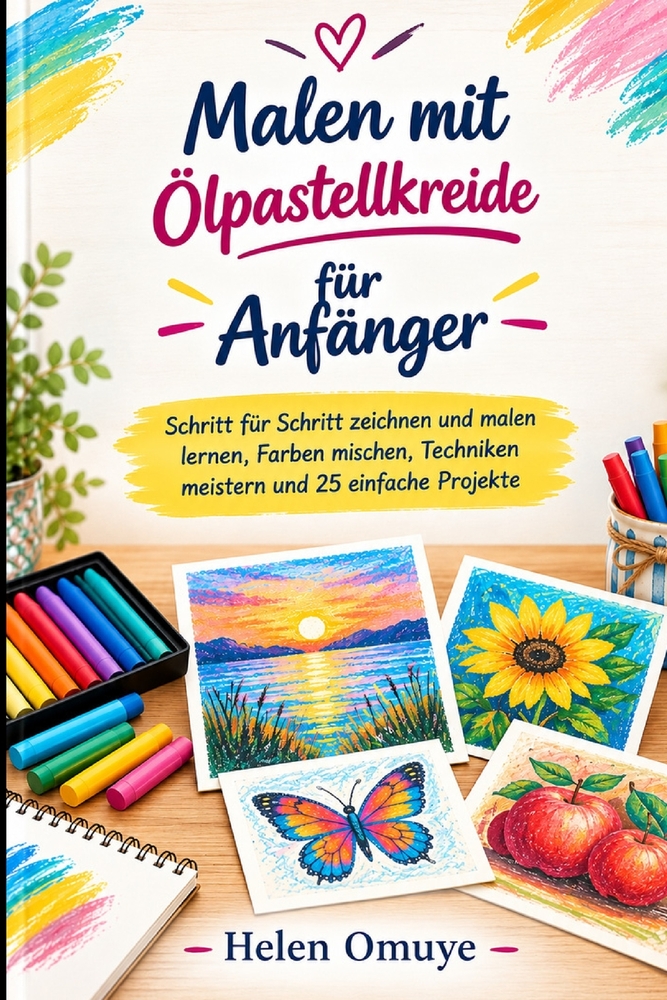Malen mit Ölpastellkreide für Anfänger: Schritt für Schritt zeichnen und malen lernen, Farben mischen, Techniken meistern und 25 einfache Projekte cover