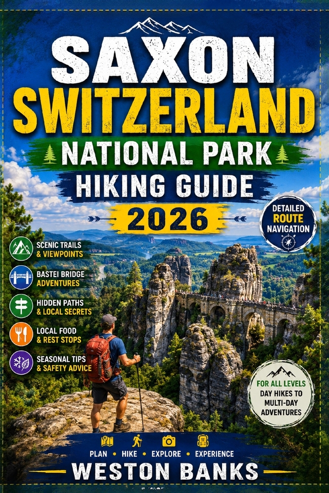 Saxon Switzerland National Park HIKING GUIDE 2026: The Complete Hiker's Handbook to Scenic Trails, Bastei Bridge Adventures, Hidden Paths, Route Navig cover