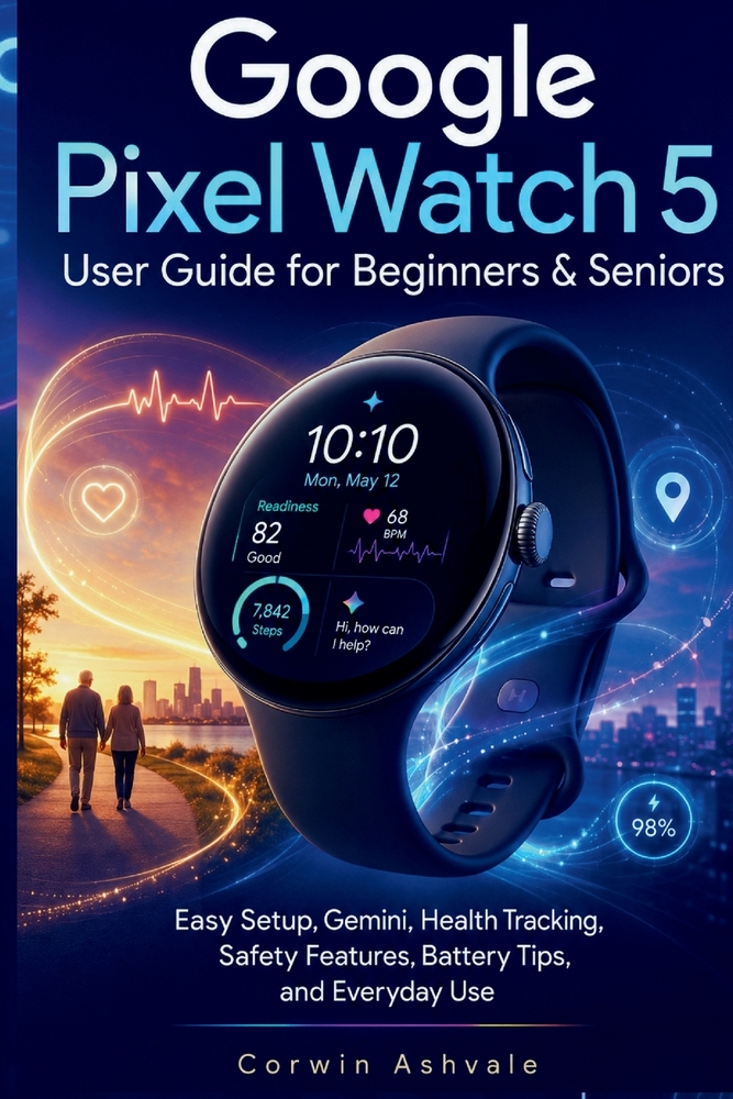 Google Pixel Watch 5 User Guide for Beginners & Seniors: Easy Setup, Gemini, Health Tracking, Safety Features, Battery Tips, and Everyday Use cover