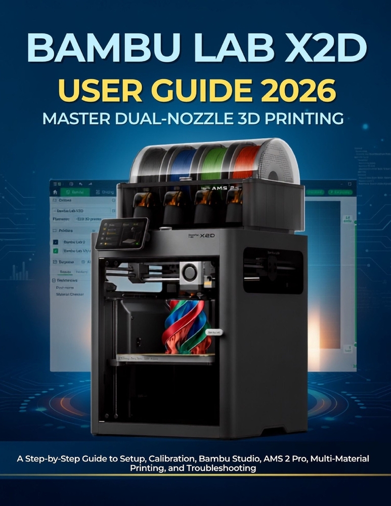 Bambu Lab X2D User Guide 2026: Master Dual-Nozzle 3D Printing: A Step-by-Step Guide to Setup, Calibration, Bambu Studio, AMS 2 Pro, Multi-Material Pri cover