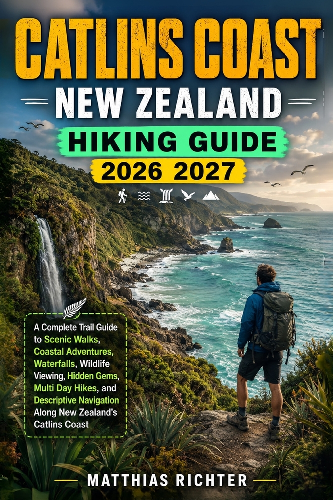 Catlins Coast, New Zealand Hiking Guide 2026-2027: A Complete Trail Guide to Scenic Walks, Coastal Adventures, Waterfalls, Wildlife Viewing, Hidden Ge cover