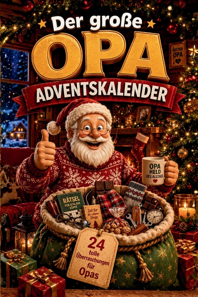 Der große Opa-Adventskalender: Buch-Adventskalender mit Geschichten, Rätseln und Knobeleien als Geschenk für Opa cover