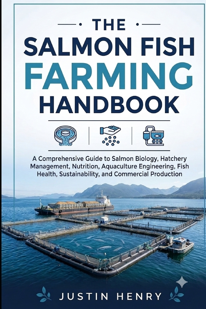 Salmon Fish Farming Handbook: A Comprehensive Guide to Salmon Biology, Hatchery Management, Nutrition, Aquaculture Engineering, Fish Health, Sustainab cover