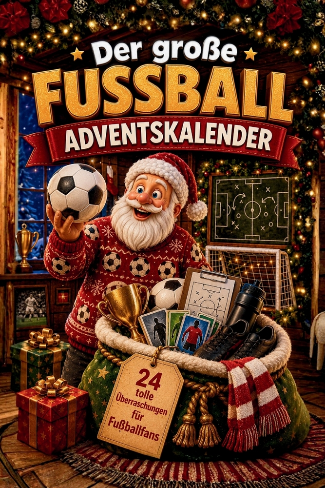 Der große Fußball-Adventskalender: Adventskalender-Buch mit Geschichten, Rätseln & Knobeleien als Geschenk für Fußballer cover