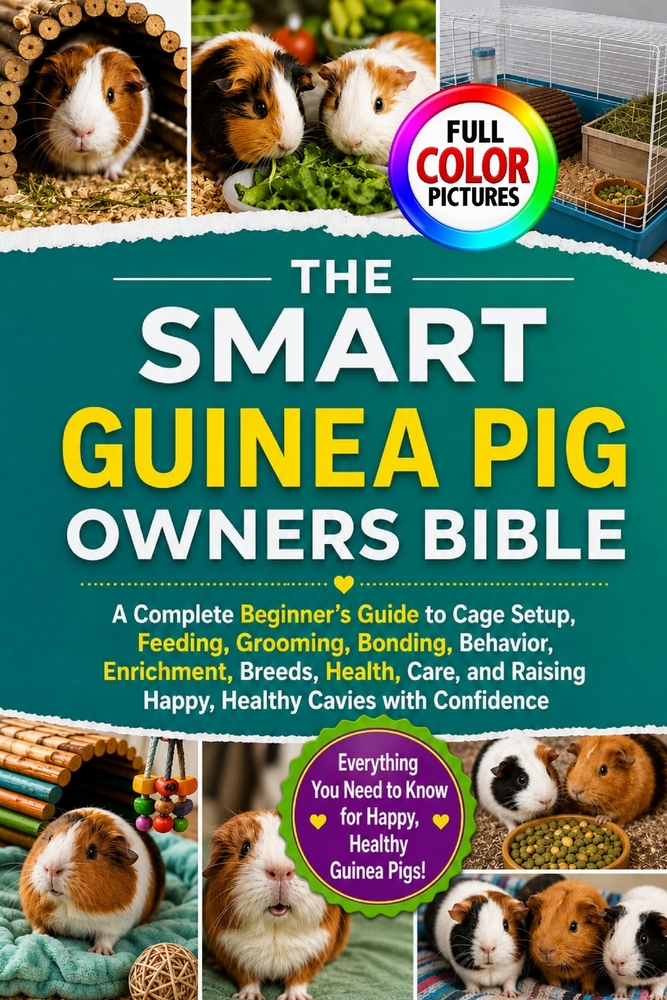 The Smart Guinea Pig Owners Bible: A Complete Beginner's Guide to Cage Setup, Feeding, Grooming, Bonding, Behavior, Enrichment, Breeds, Health, Care, cover