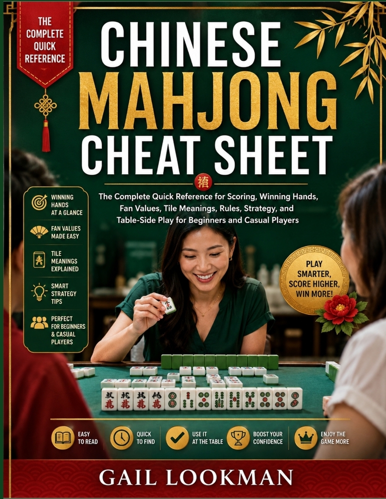 Chinese Mahjong Cheat Sheet: The Complete Quick Reference for Scoring, Winning Hands, Fan Values, Tile Meanings, Rules, Strategy, and Table-Side Play cover