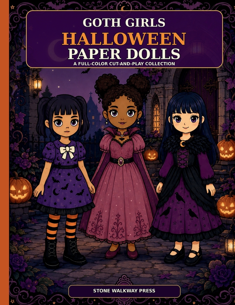 Goth Girls Halloween Paper Doll Set: A Fun Seasonal Activity for Kids cover