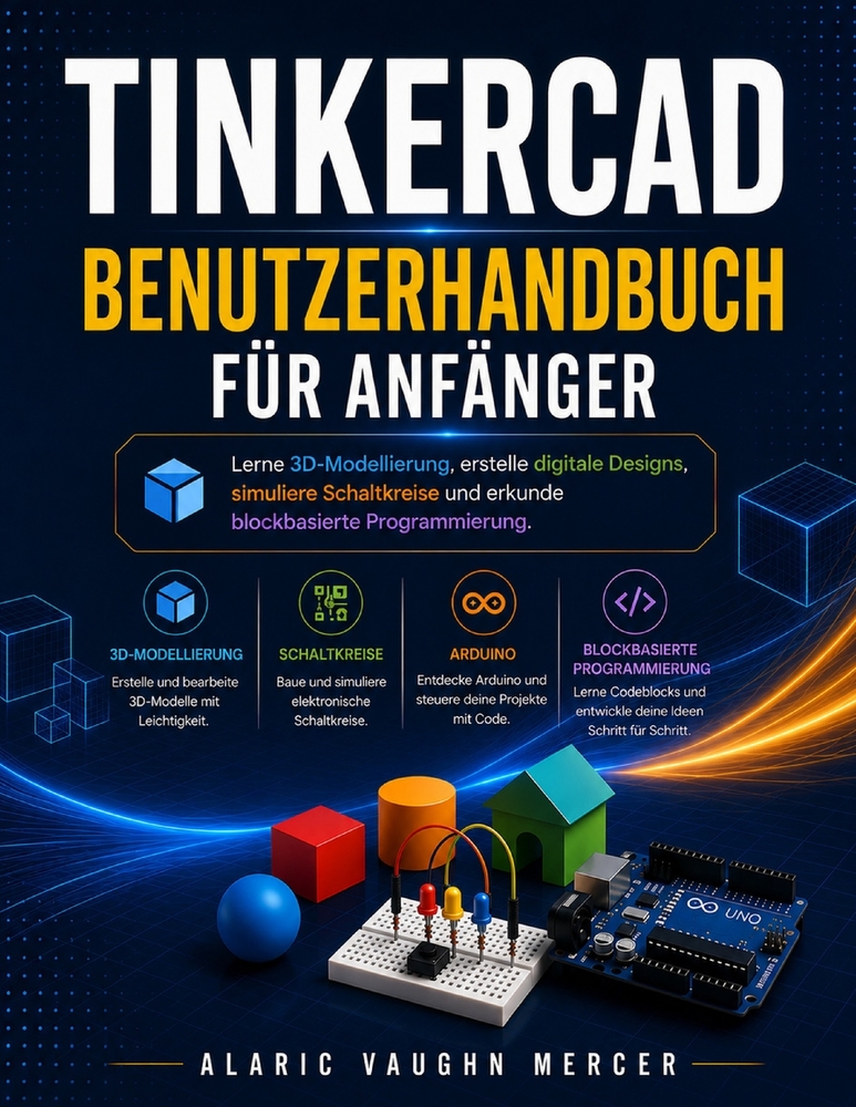 Tinkercad Benutzerhandbuch Für Anfänger: Lerne 3D-Modellierung, erstelle digitale Designs, simuliere Schaltkreise und erkunde blockbasierte Programmie cover