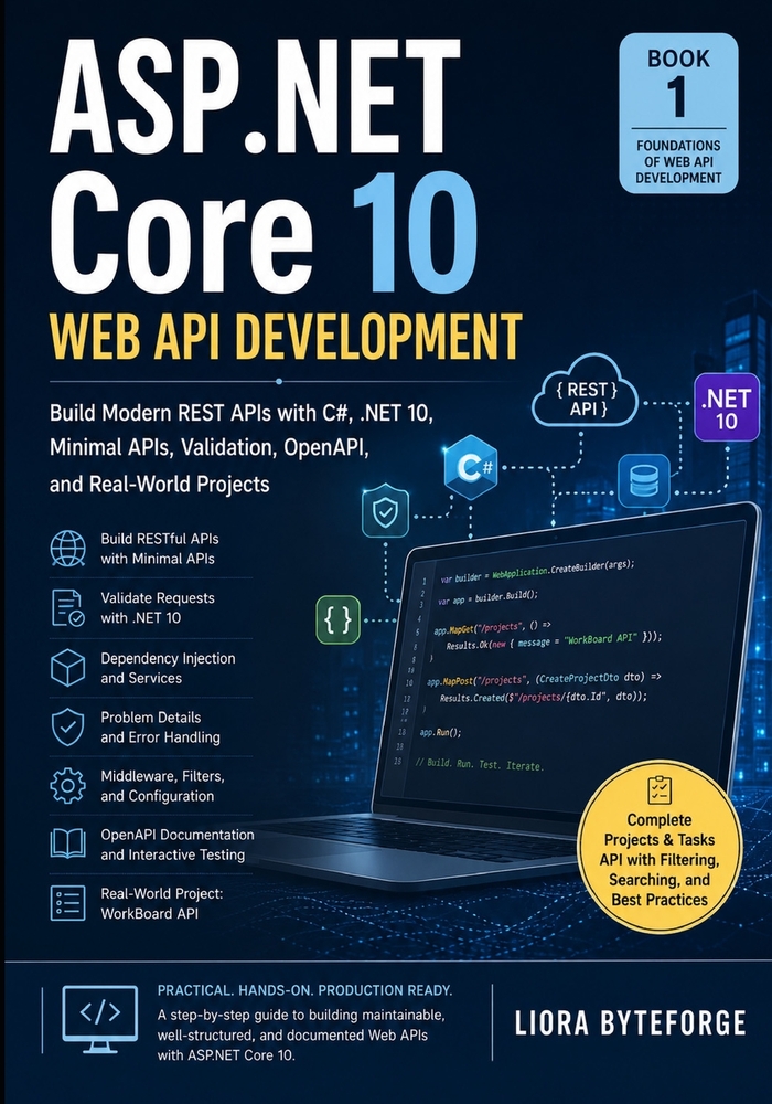 ASP.NET Core 10 Web API Development: Build Modern REST APIs with C#, .NET 10, Minimal APIs, Validation, OpenAPI, and Real-World Projects. cover