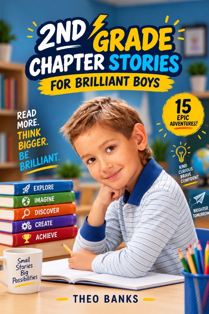 2nd Grade Chapter Stories for Brilliant Boys: An Engaging Second Grade Chapter Book with Action-Packed Adventures, Reading Comprehension Questions, Vo cover