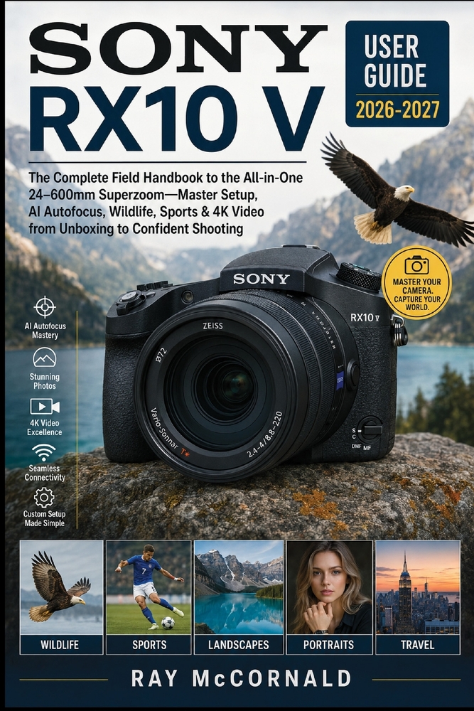 Sony Rx10 V User Guide 2026-2027: The Complete Field Handbook to the All-in-One 24-600mm Superzoom-Master Setup, AI Autofocus, Wildlife, Sports & 4K V cover