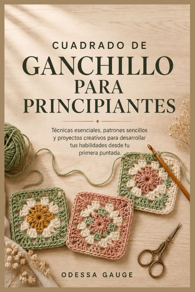 Cuadrado de ganchillo para principiantes: Técnicas esenciales, patrones sencillos y proyectos creativos para desarrollar tus habilidades desde tu prim cover