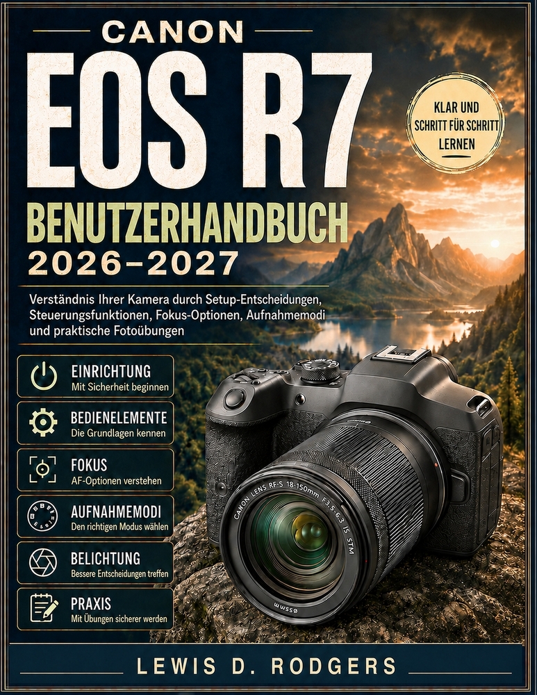 Canon EOS R7 Benutzerhandbuch 2026-2027: Verständnis Ihrer Kamera durch Setup-Entscheidungen, Steuerungsfunktionen, Fokus-Optionen, Aufnahmemodi und p cover