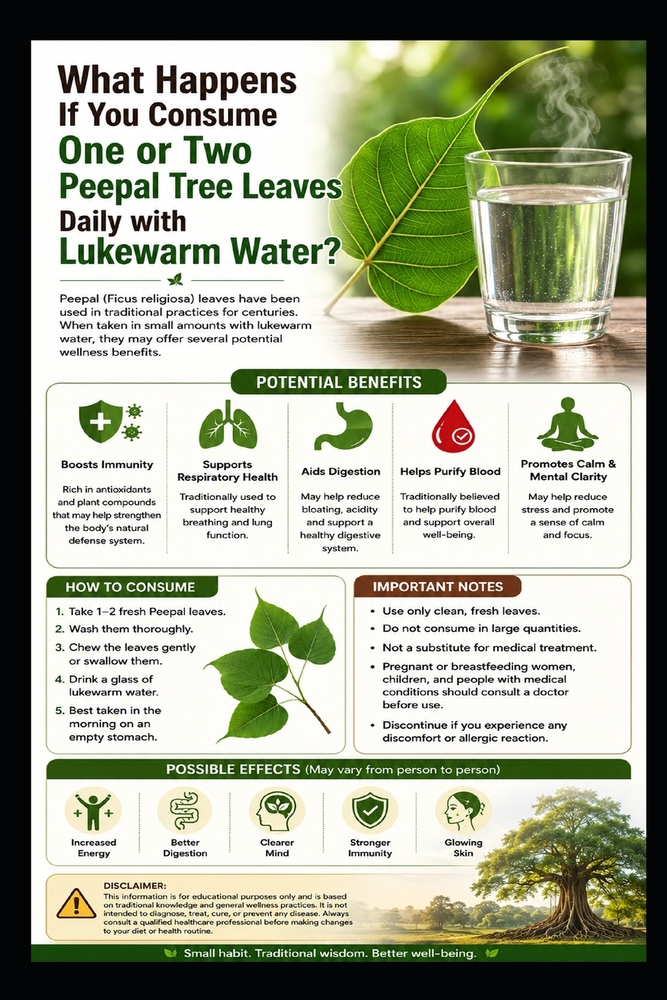 What happens if you consume one or two Peepal tree leaves daily with lukewarm wate: Health cover