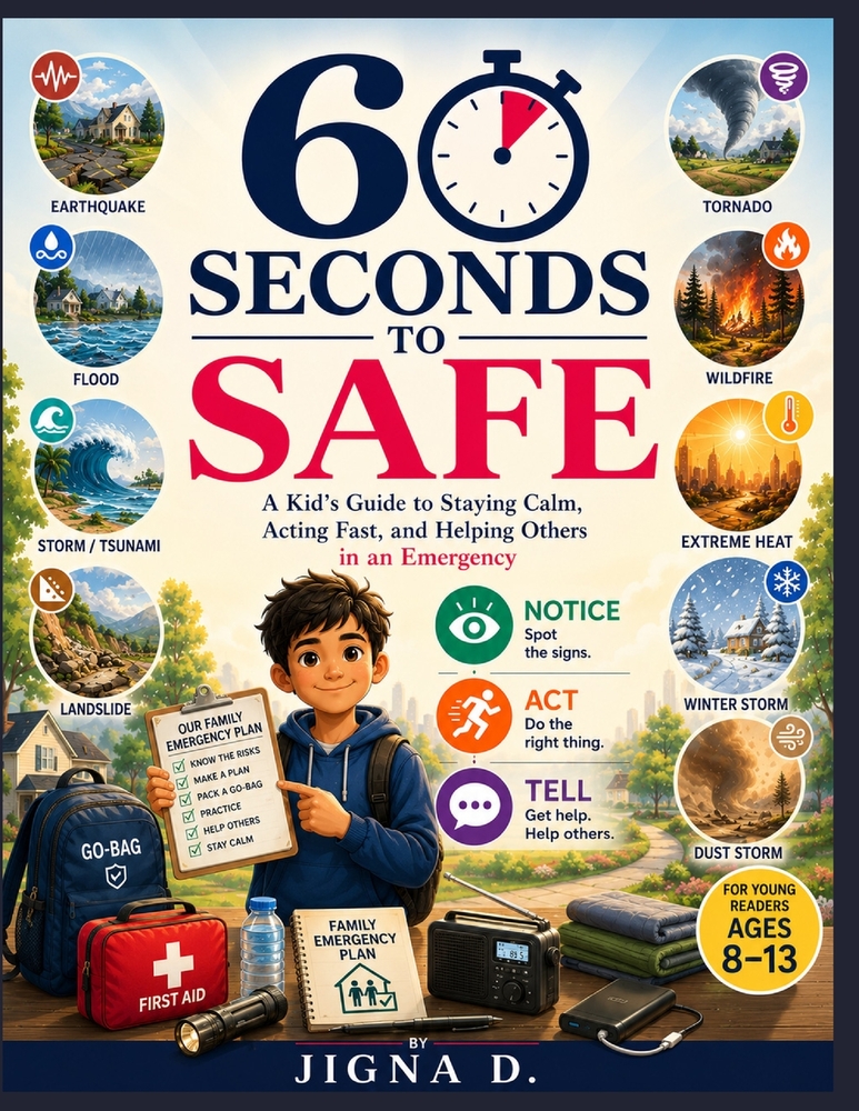 60 Seconds to Safe: A Kid's Guide to Staying Calm, Staying Safe, and Helping Others in an Emergency cover