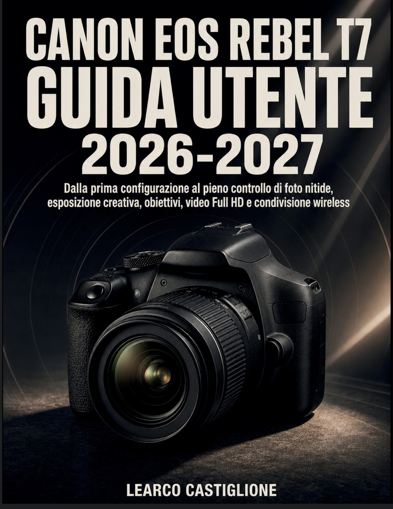 Canon Eos Rebel T7 Guida Utente 2026-2027: Dalla prima configurazione al pieno controllo di foto nitide, esposizione creativa, obiettivi, video Full H cover