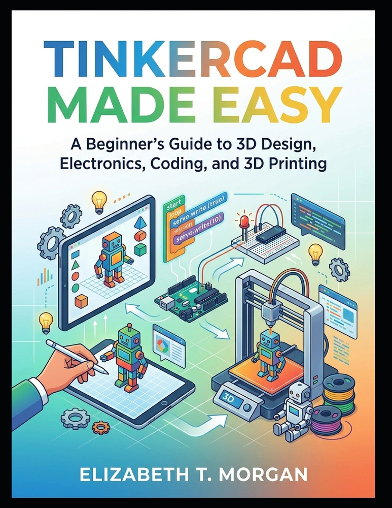 Tinkercad Made Easy: A Beginner's Guide to 3D Design, Electronics, Coding, and 3D Printing cover