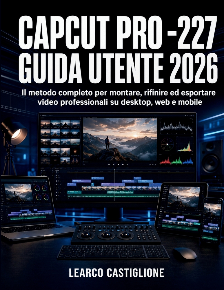 Capcut Pro -227 Guida Utente 2026: Il metodo completo per montare, rifinire ed esportare video professionali su desktop, web e mobile cover