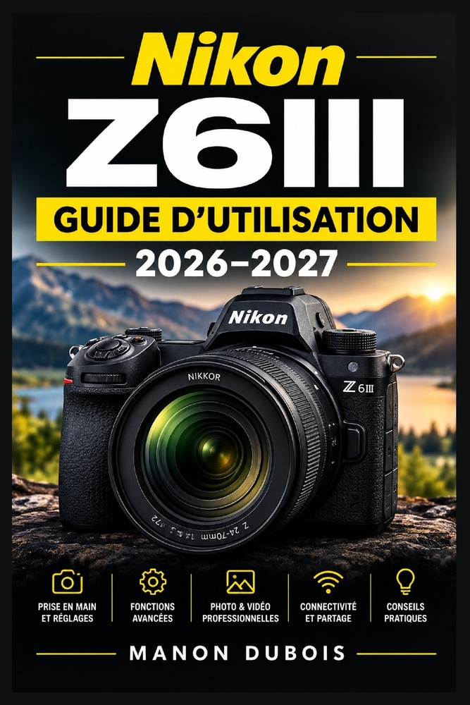 Nikon Z6III - Guide d'utilisation 2026-2027: Maîtrisez l'autofocus intelligent, les rafales haute vitesse, le 6K RAW, la stabilisation cinq axes et le cover