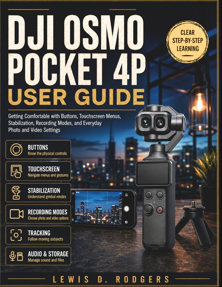 Dji Osmo Pocket 4p User Guide: Getting Comfortable with Buttons, Touchscreen Menus, Stabilization, Recording Modes, and Everyday Photo and Video Setti cover
