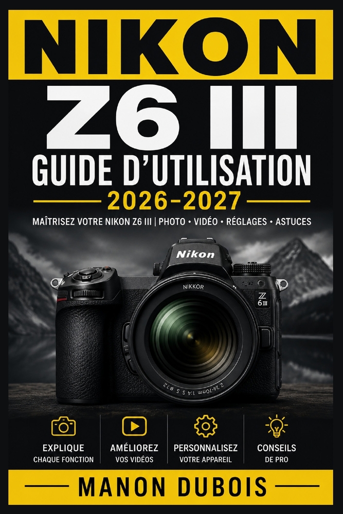 Nikon Z6 III Guide d'utilisation 2026-2027: Autofocus, exposition, vidéo RAW 6K, personnalisation, modes avancés et méthodes créatives pour des résult cover