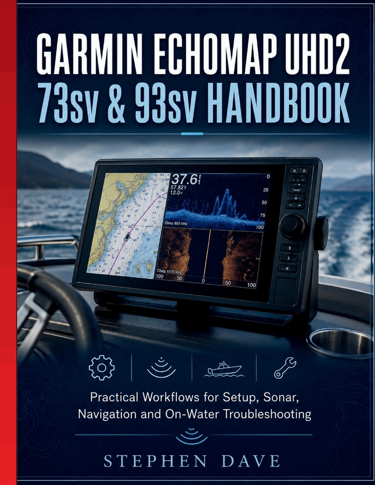 GARMIN ECHOMAP UHD2 73sv & 93sv HANDBOOK: Practical Workflows for Setup, Sonar, Navigation and On-Water Troubleshooting cover