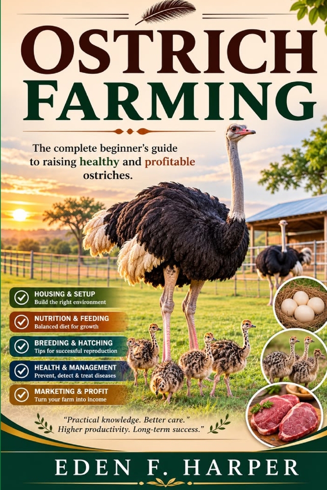 Ostrich Farming: The Complete Beginner's Guide to Raising Healthy and Profitable Ostriches cover