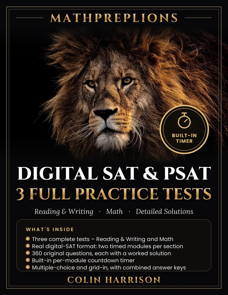 Digital SAT & PSAT 3 Full Practice Tests with a Built-In Timer cover