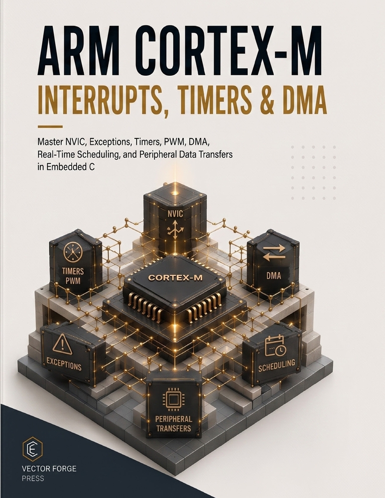 ARM Cortex-M Interrupts, Timers & DMA: Master NVIC, Exceptions, Timers, PWM, DMA, Real-Time Scheduling, and Peripheral Data Transfers in Embedded C cover