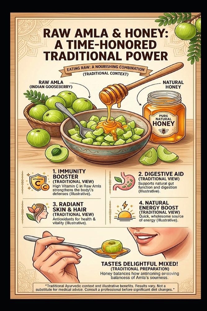 Eating raw Indian gooseberry mixed with honey cures all ailments.: Health cover