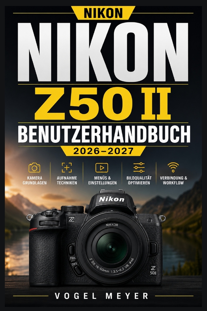 Nikon Z50ii Benutzerhandbuch 2026-2027: Sicher zur perfekten Aufnahme: Schnellstart, Schärfesteuerung, Lichtkontrolle, Linsenauswahl, Bewegtbild, Vern cover