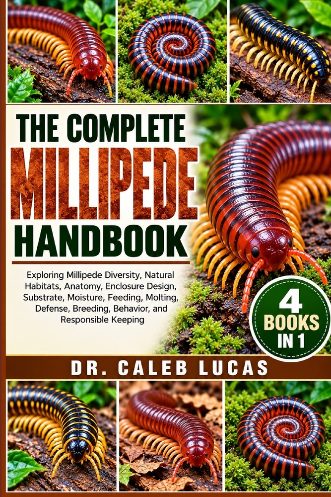 The Complete Millipede Handbook: Exploring Millipede Diversity, Natural Habitats, Anatomy, Enclosure Design, Substrate, Moisture, Feeding, Molting, De cover