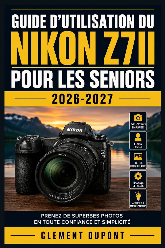 Guide d'utilisation du Nikon Z7II pour les seniors 2026-2027: Maîtriser la photographie hybride pas à pas, régler l'appareil en toute confiance, réuss cover