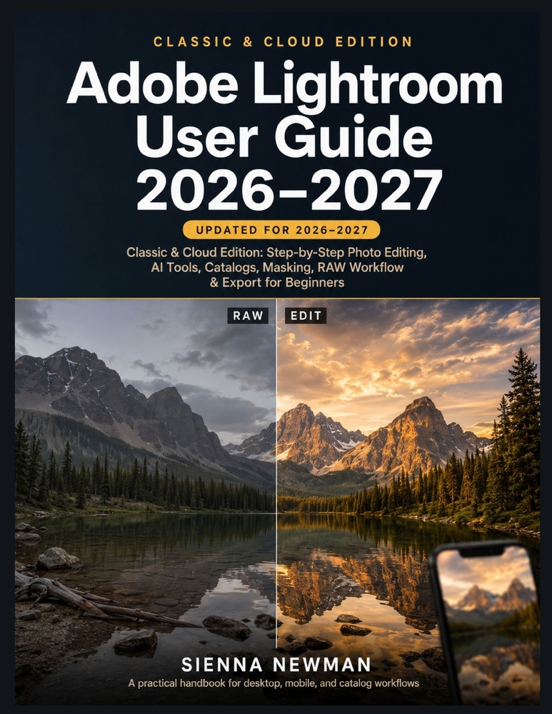 Adobe Lightroom User Guide 2026-2027: Classic & Cloud Edition: Step-by-Step Photo Editing, AI Tools, Catalogs, Masking, RAW Workflow & Export for Begi cover