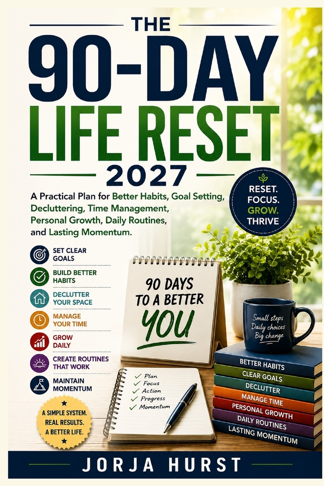 The 90-Day Life Reset 2027: A Practical Plan for Better Habits, Goal Setting, Decluttering, Time Management, Personal Growth, Daily Routines, and Last cover