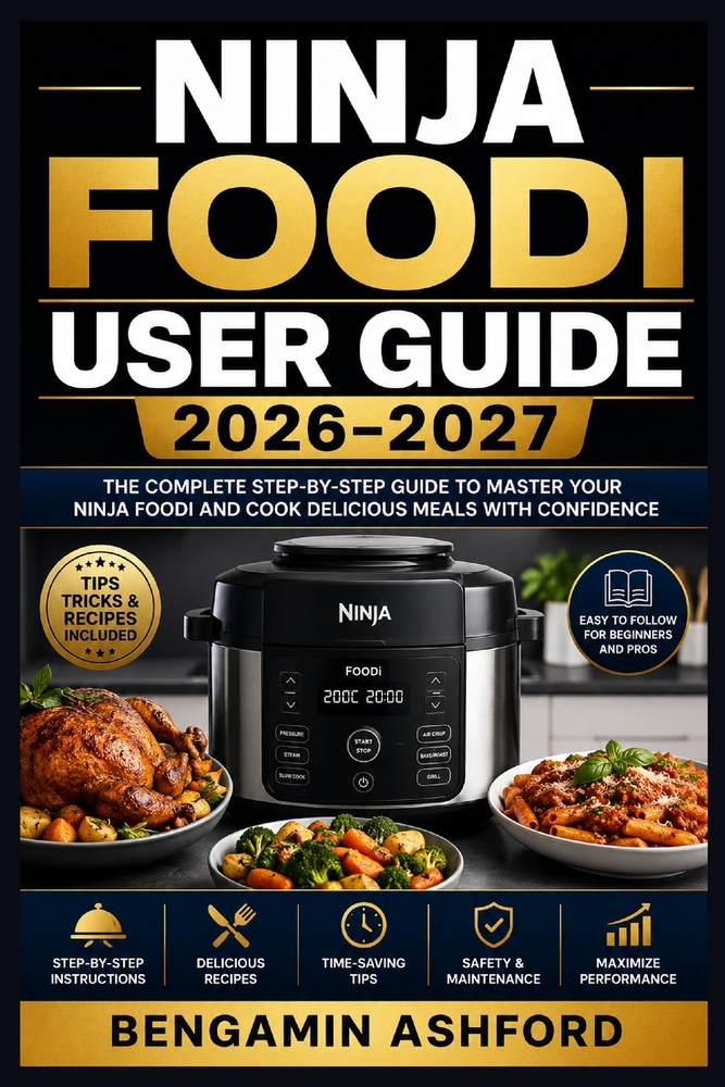 Ninja Foodi User Guide 2026-2027: Step-by-Step Setup, Pressure Cooking, Air Crisping, Slow Cooking, Steaming, Searing, Cleaning, Troubleshooting, and cover