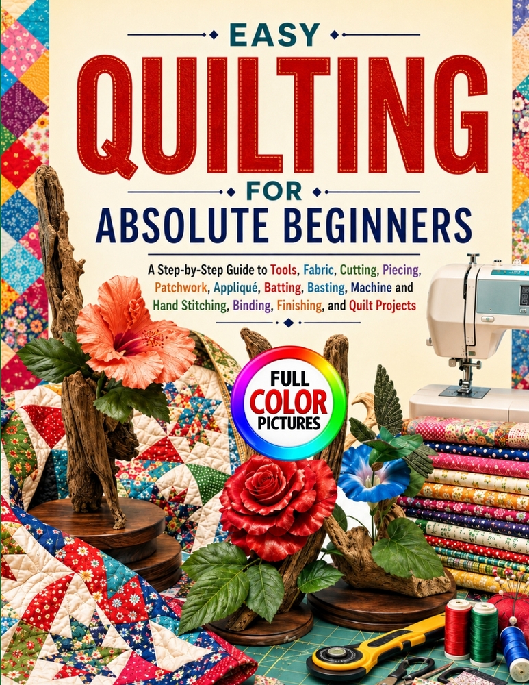 Easy Quilting for Absolute Beginners: A Step-by-Step Guide to Tools, Fabric, Cutting, Piecing, Patchwork, Appliqué, Batting, Basting, Machine and Hand cover