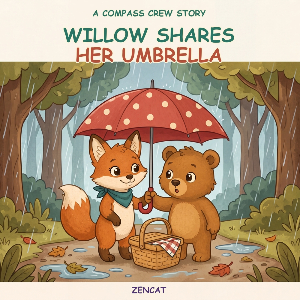 Willow Shares Her Umbrella: A Compass Crew Story About Generosity With Healthy Limits for Kids Ages 4-8 cover