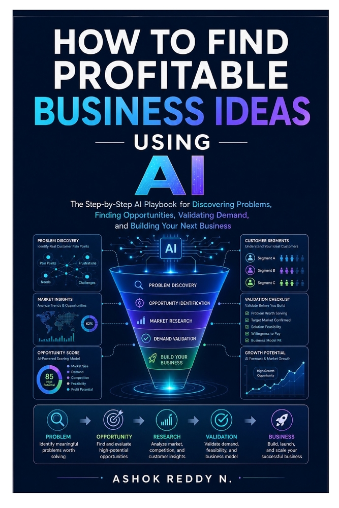 How to Find Profitable Business Ideas Using AI: The Step-by-Step AI Playbook for Discovering Problems, Finding Opportunities, Validating Demand, and B cover