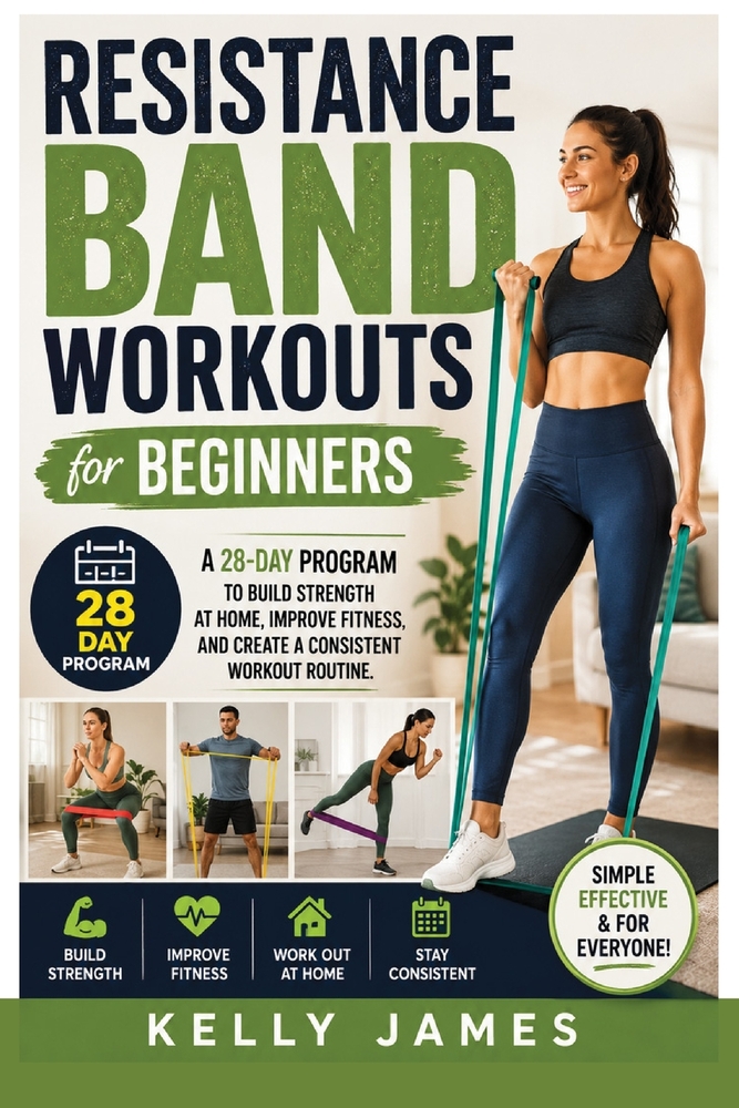 Resistance Band Workouts for Beginners: A 28-Day Program to Build Strength at Home, Improve Fitness, and Create a Consistent Workout Routine cover