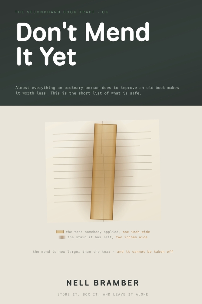 Don't Mend It Yet: How to Store, Clean and Protect Old Books Without Destroying What They Are Worth, and the Short List of Repairs That Are Safe to Ma cover