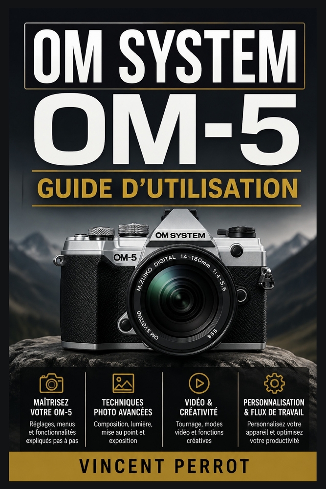 OM System OM-5 - Guide d'utilisation: Maîtrisez la photographie hybride: réglages essentiels, autofocus, stabilisation, vidéo 4K, fonctions créatives cover